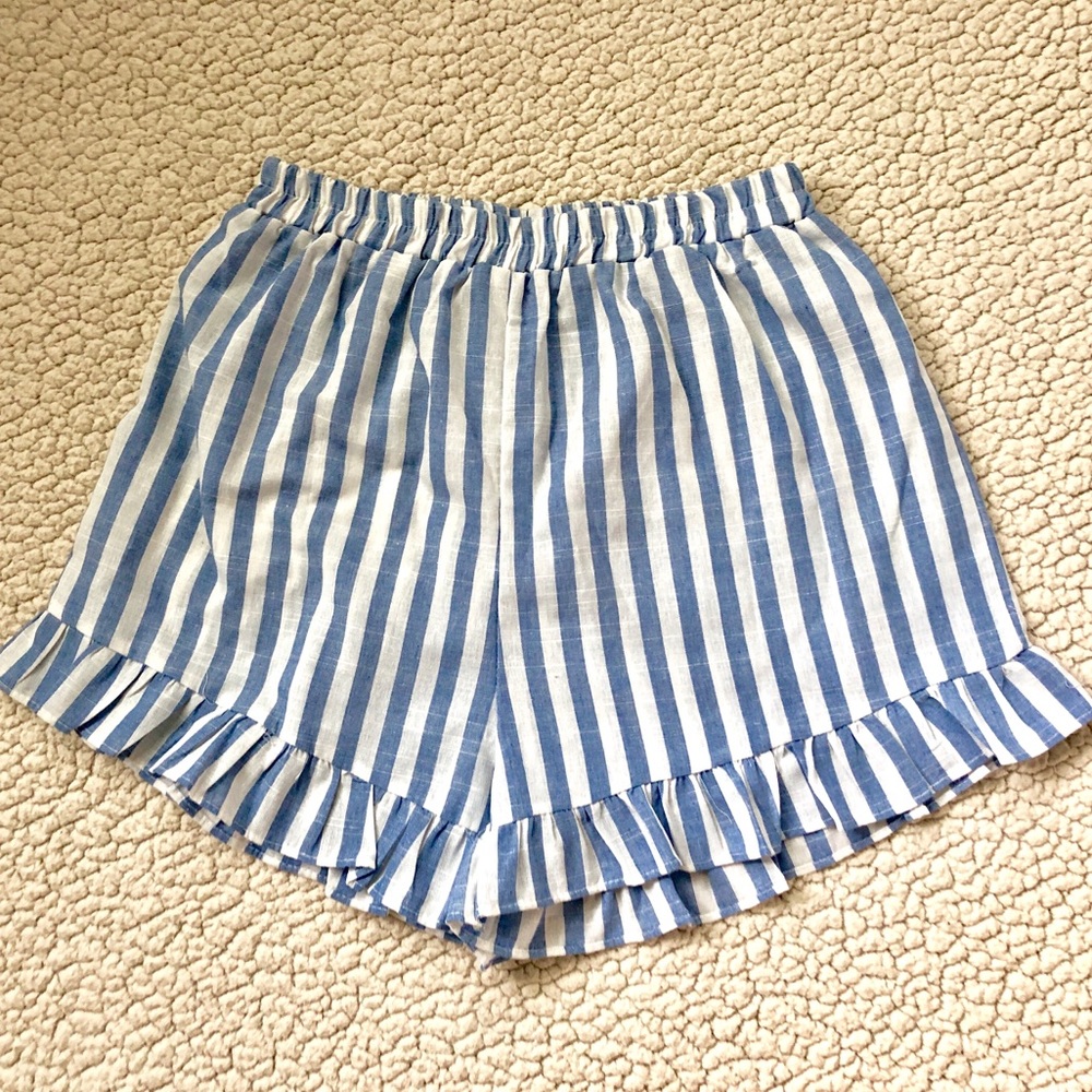 Blue and White Striped Shorts